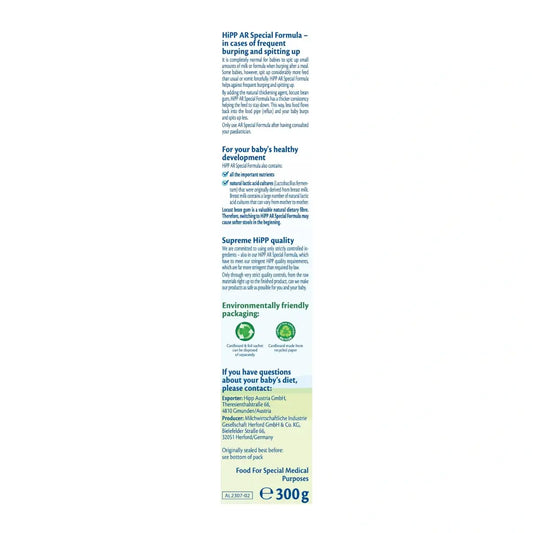 Fórmula infantil orgánica alemana HiPP anti-reflujo (AR) 300g