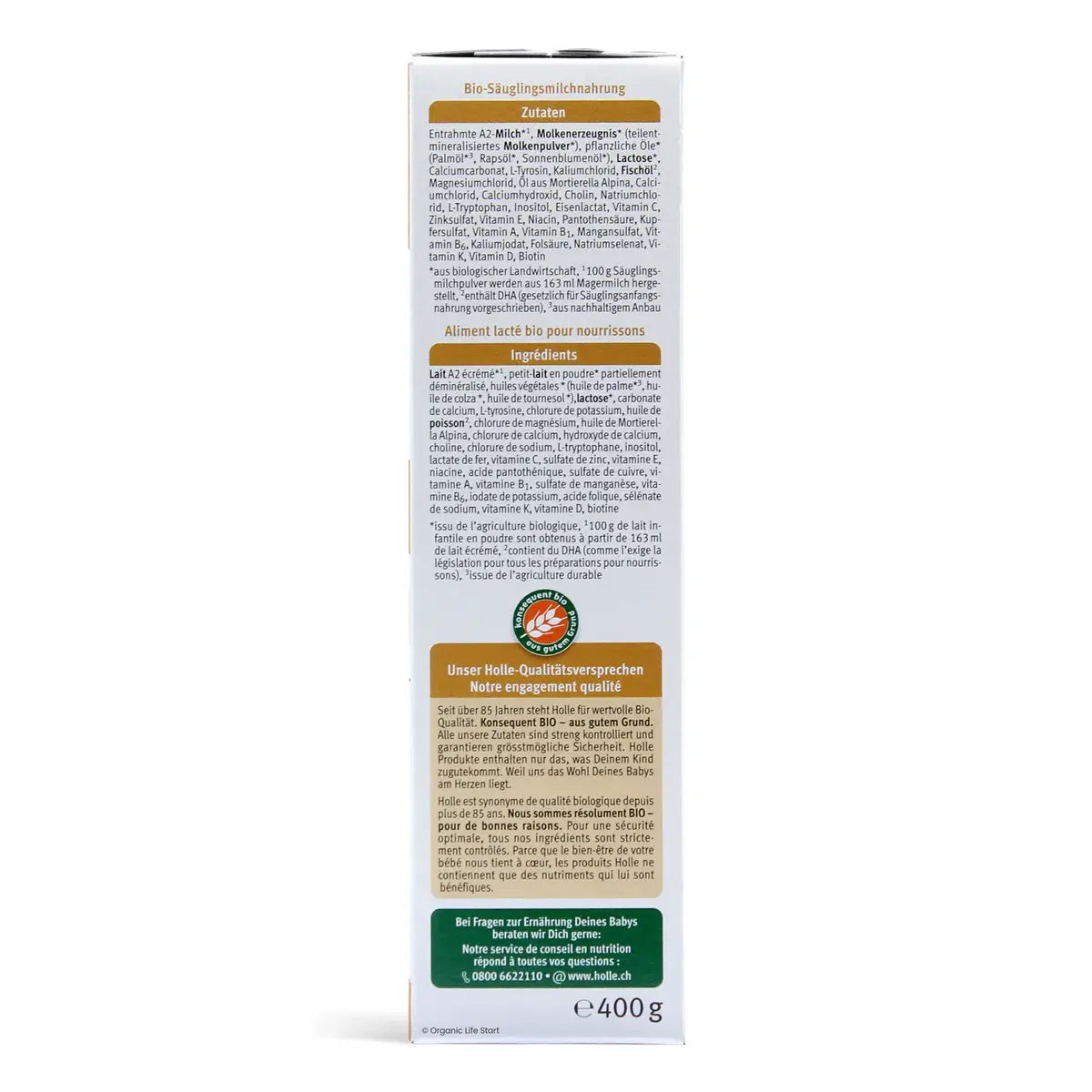 Holle 1 Organic A2 Formula (0-6 months) 400g