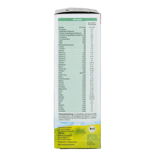 Fórmula infantil orgánica de leche de cabra Holle Etapa PRE 400g