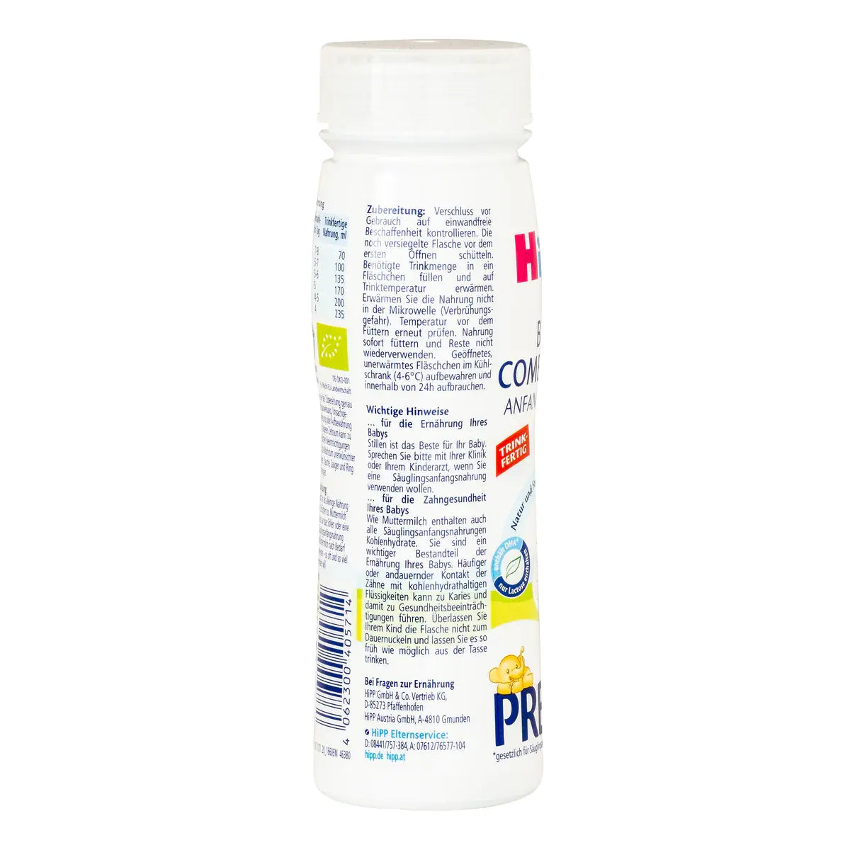 Fórmula Infantil Biológica Alemã HiPP Estágio PRE Pronta a Usar 200ml (18 UNIDADES)