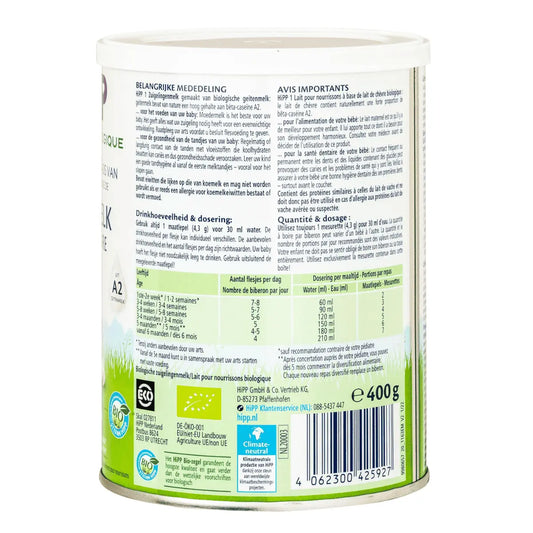 HiPP Formula pentru sugari din lapte de capră ecologic olandez, etapă 1, 400g