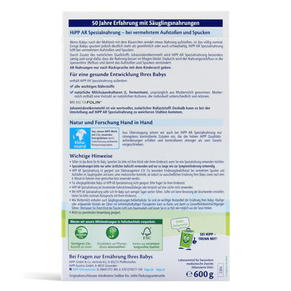 HiPP Formula Bio Germană Antireflux (AR) pentru Sugari 600g