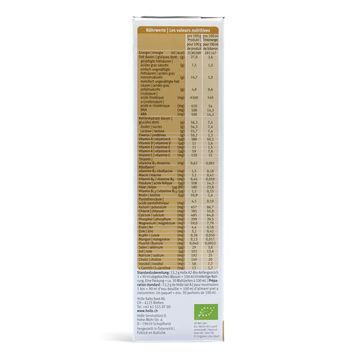Holle 1 Organic A2 Formula (0-6 months) 400g