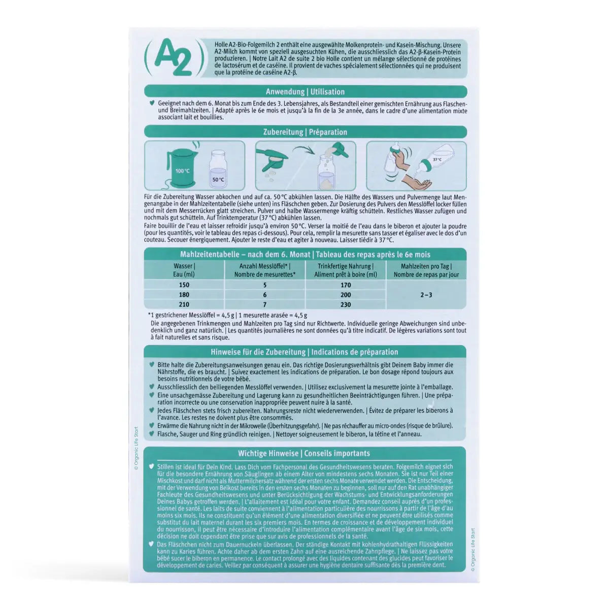 Holle 2 Organic A2 Formula (6-12 months) 400g