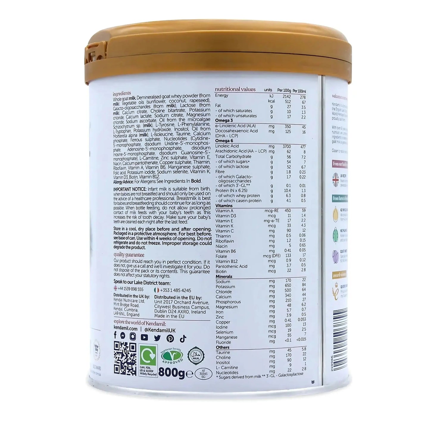 Kendamil Latte in Polvere per Neonati a Base di Latte di Capra Fase 1 800g