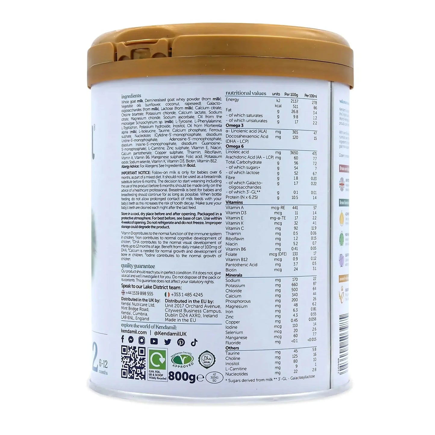 Kendamil Latte di Capra per Bambini Formula Fase 2 800g