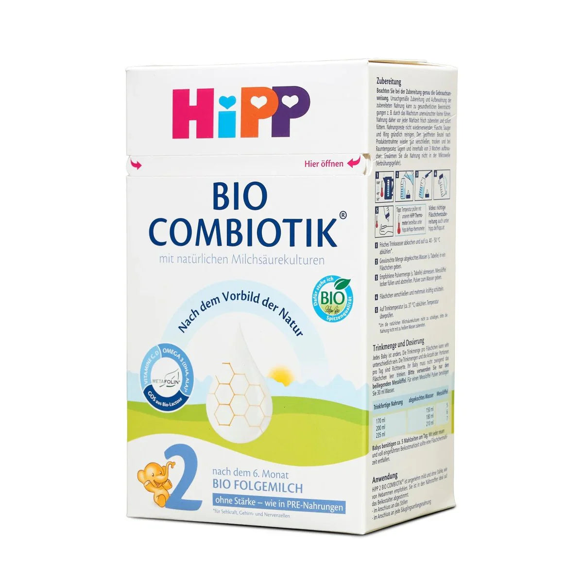 HiPP Niemiecka Organiczna Mieszanka Mleczna dla Niemowląt Etap 2 Combiotic 600g (Bez skrobi)